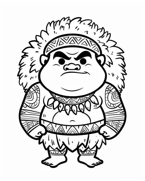 chibi coloring page of Maui