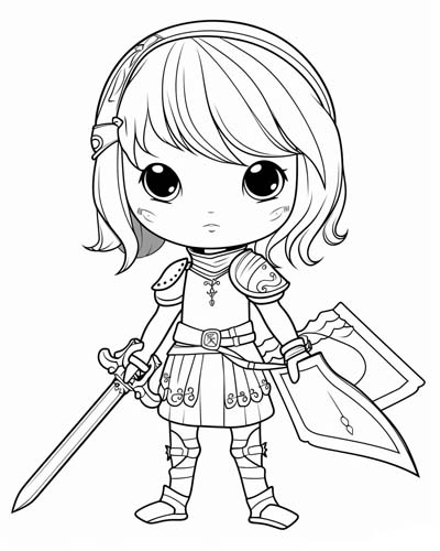 joan of arc ready for battle coloring page