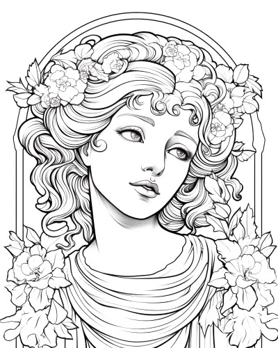 Goddess of beauty coloring page