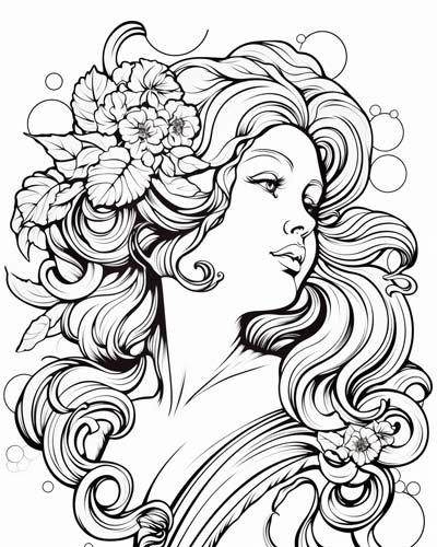 Aphrodite, goddess of beauty coloring page