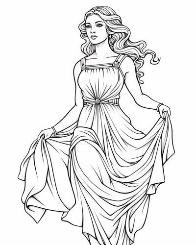 Aphrodite, Greek goddess of love and beauty coloring page