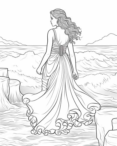 Aphrodite by the Mediterranean Sea coloring page