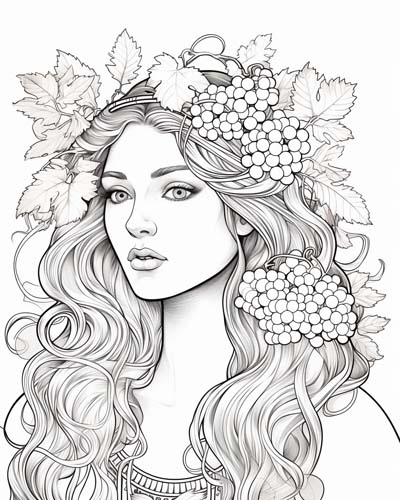 Demeter with a harvest crown coloring page