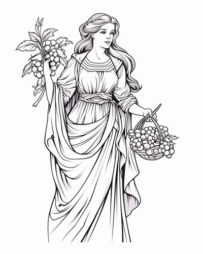 Greek goddess of agriculture, Demeter coloring page