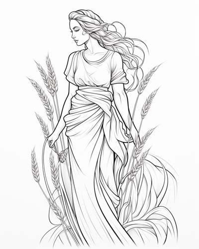 Greek goddess of agriculture coloring page