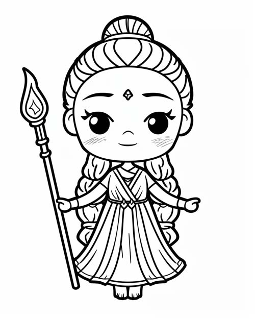 cartoon coloring page of Hecate