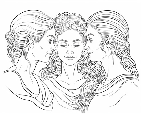 coloring page of Hecate, the triple goddess