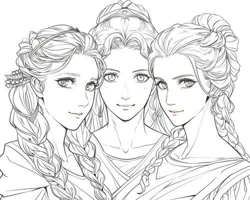 coloring page of Hecate, the triple goddess
