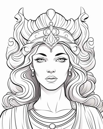 queen of the Greek gods, Hera coloring page