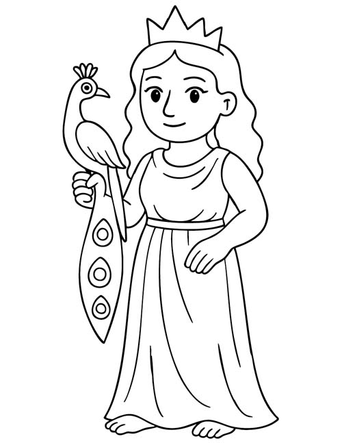 easy preschool coloring page of Hera