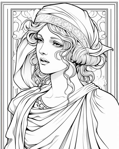 coloring page of the goddess Hestia