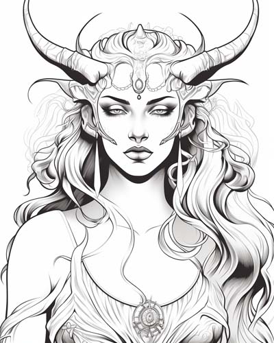 Greek goddess Nyx coloring page
