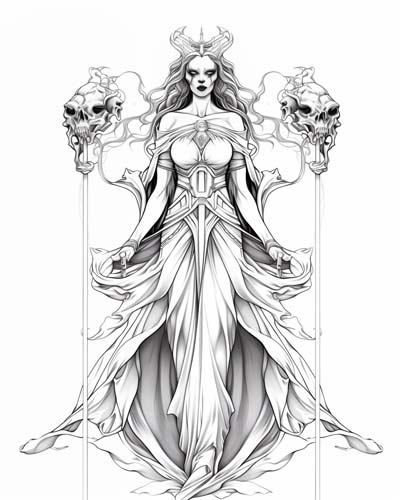 spooky version of Nyx coloring page