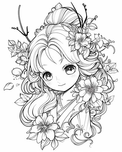 Persephone, Greek goddess of spring coloring page