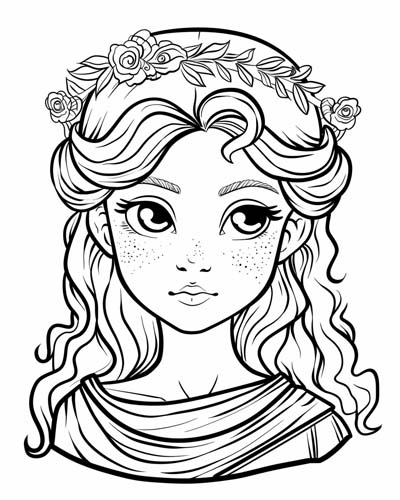 Persephone, Greek goddess of spring coloring page
