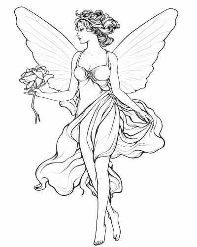 simple coloring page of Psyche as a goddess