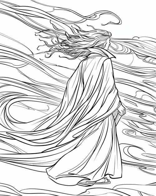 Eurus, Greek god of the East Wind, coloring page