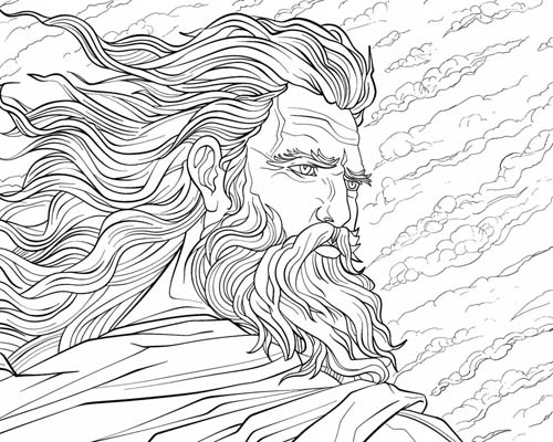 Boreas, Greek god of the North Wind, coloring page