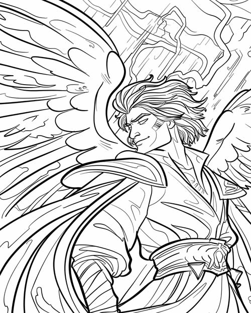 Notus, Greek god of the South Wind, coloring page