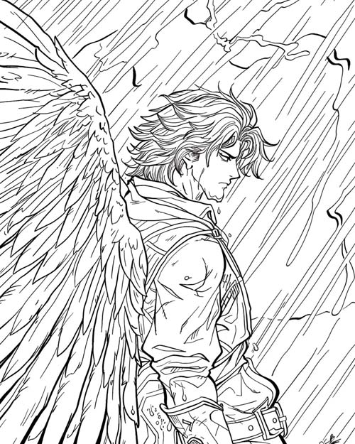 Notus, Greek god of the South Wind, coloring page