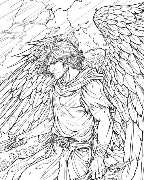 Notus, Greek god of the South Wind, coloring page