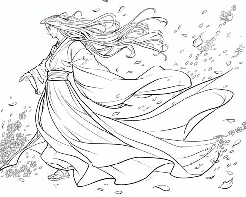 Zephyrus, Greek god of the West Wind, coloring page
