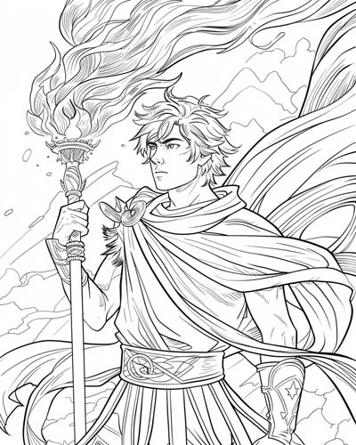 Ares, Greek god of war, coloring page