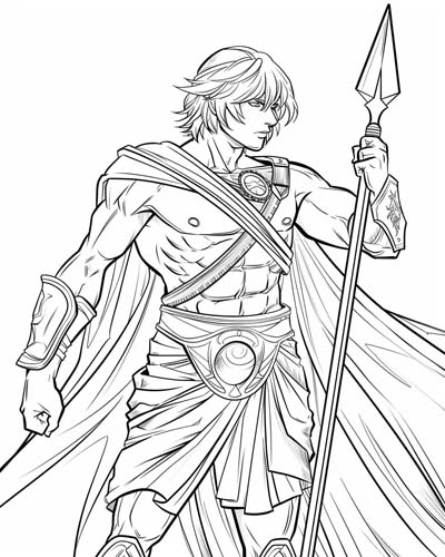 Ares, Greek god of war, coloring page
