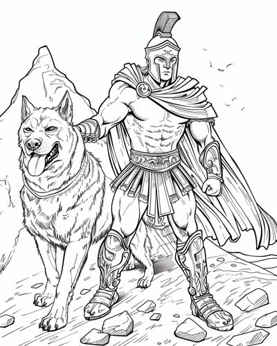 Ares, Greek god of war, coloring page