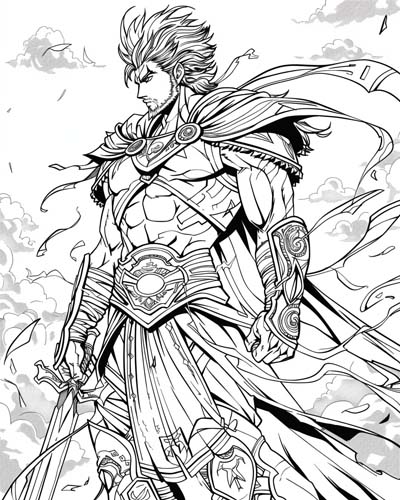 Ares, Greek god of war, coloring page