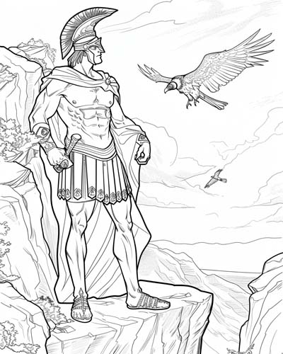 Ares, Greek god of war, coloring page