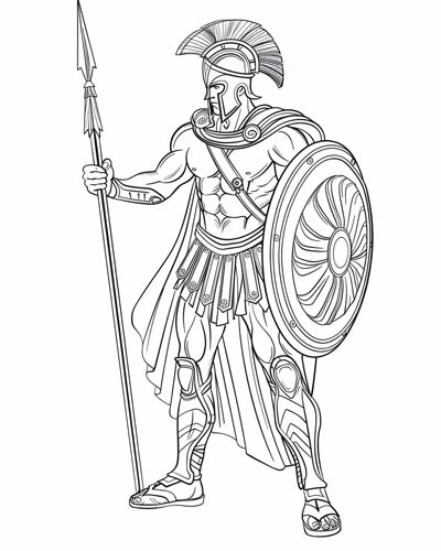 Ares, Greek god of war, coloring page