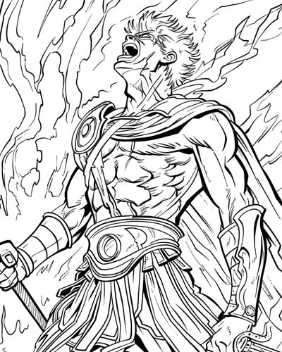 Ares battle cry coloring page
