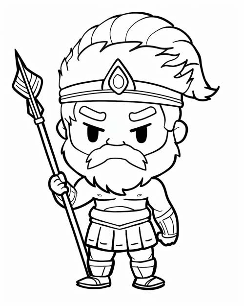 cartoon coloring page of Ares, Greek god of war