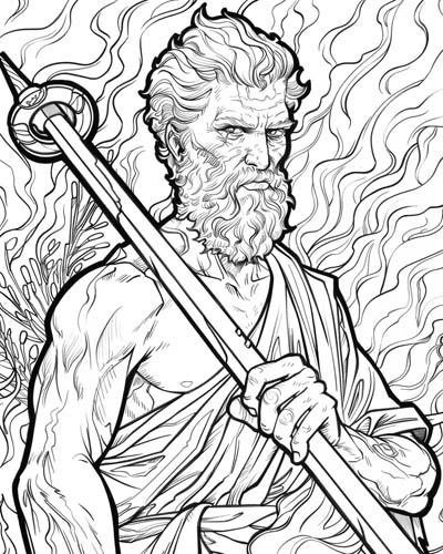 Hephaestus, Greek god of fire, coloring page