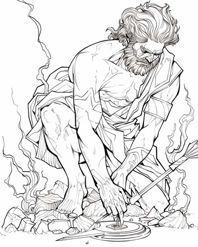coloring page of Hephaestus crafting an automaton