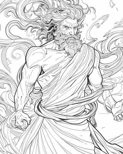 Hephaestus, Greek god of fire, coloring page