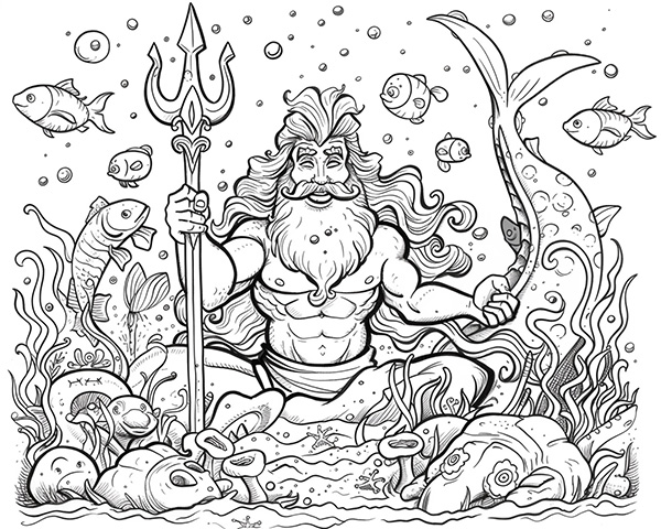 Poseidon coloring page