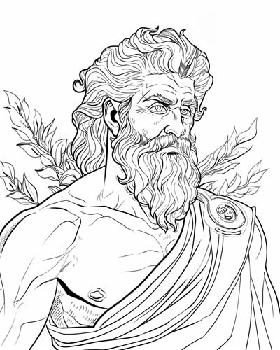 Zeus in a toga coloring page