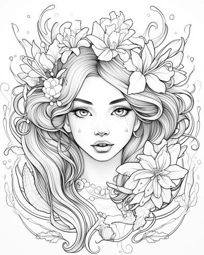 Liliantha, Anthousa of the Lily blossom coloring page