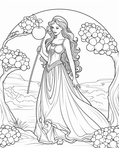 Hesperid in the orchard coloring page