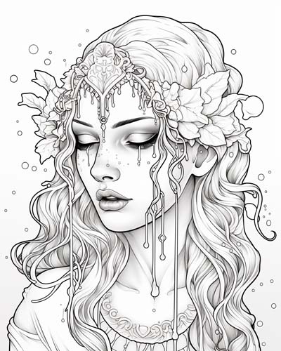 Hyad, nymph of the rain coloring page