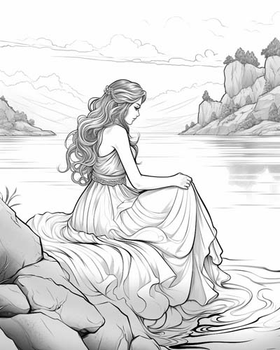 coloring page of a lake nymph