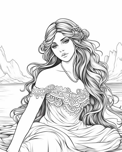 coloring page of a water Naiad