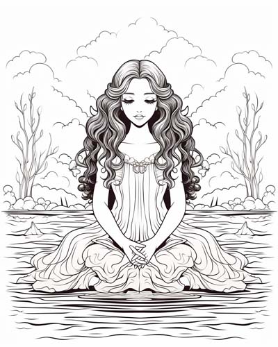 coloring page of a lake nymph