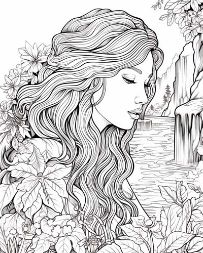 coloring page of a water Naiad