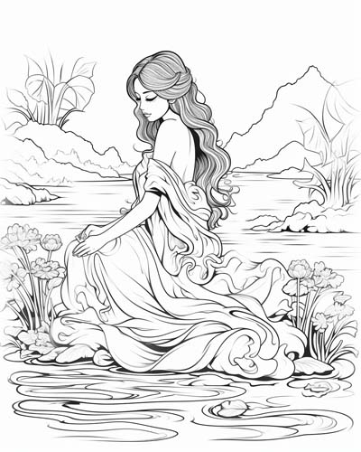 coloring page of a Naiad