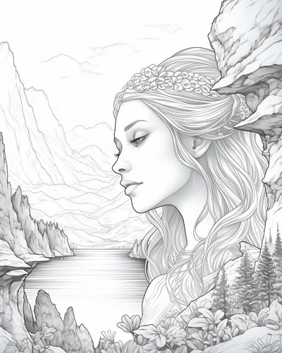 Mountain Lake Naiad coloring page