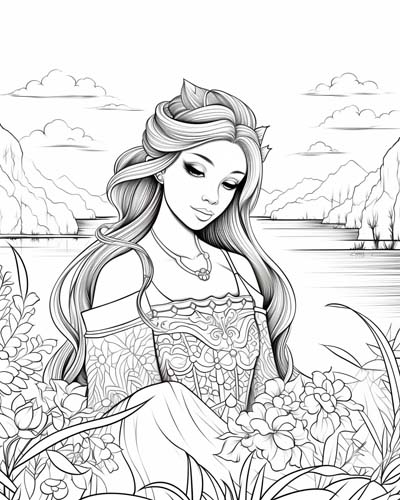 coloring page of a Naiad