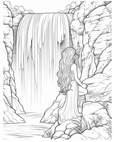 waterfall naiad coloring page